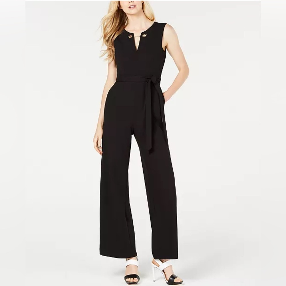 Calvin Klein Royal Blue Belted Toggle-Chain Jumpsuit